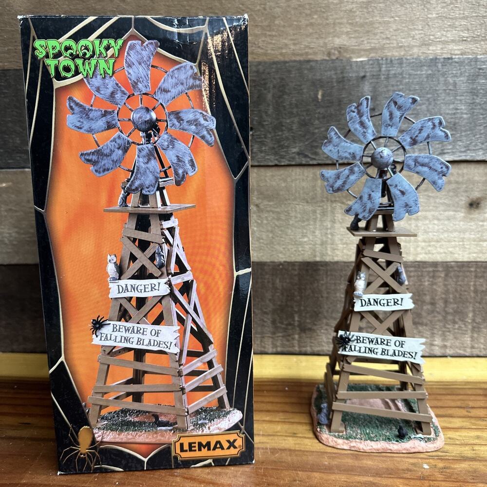 Lemax Windmill Spooky Town #03508 Beware Of Falling Blades In Box